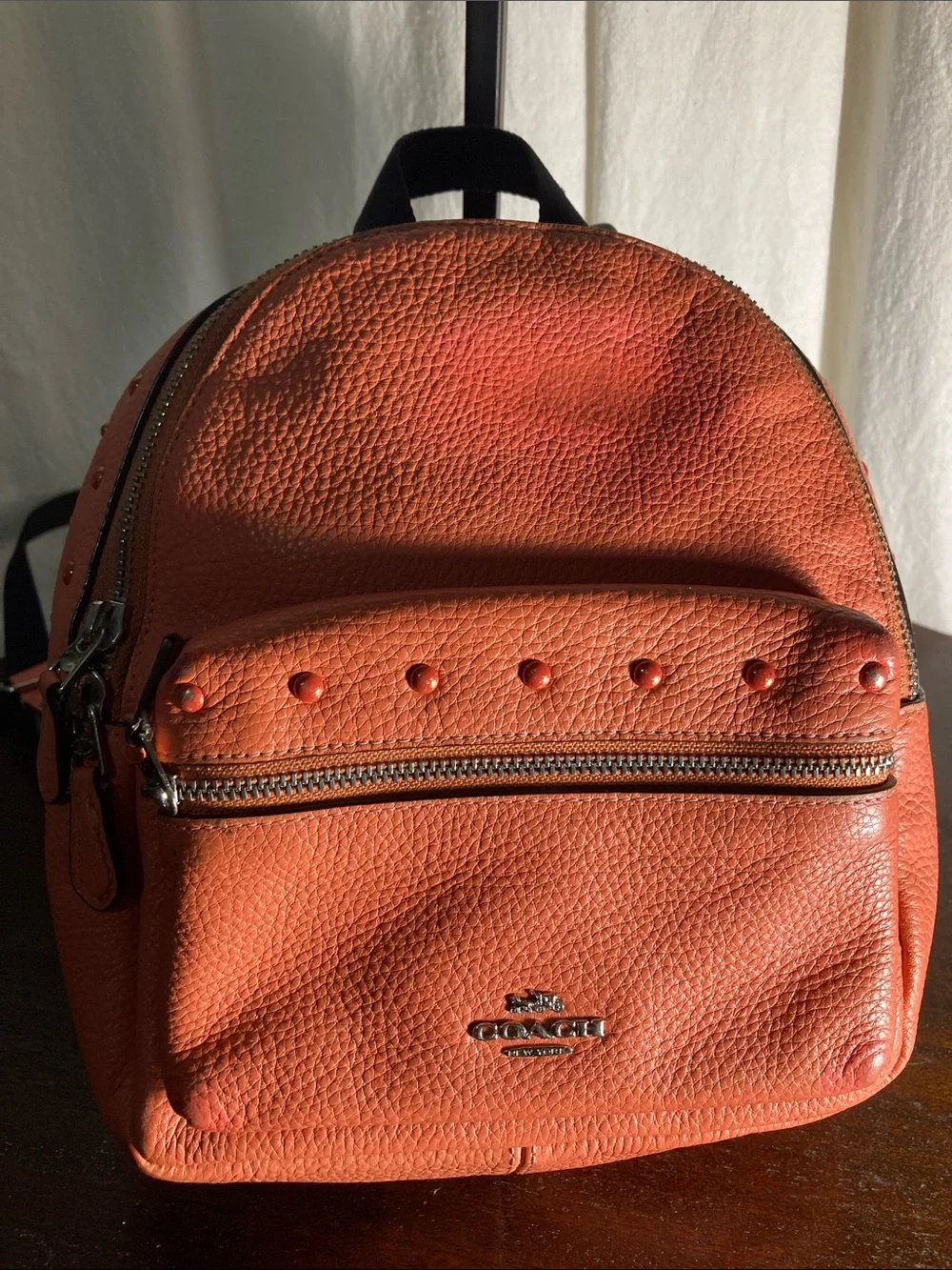 Coach Orange Pebbled Leather Mini Backpack